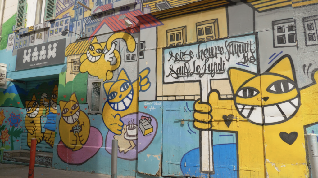 Fresque murale dans le quartier des créateurs Marseille